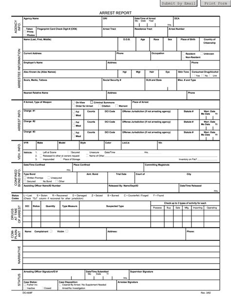 arrest report template pdf